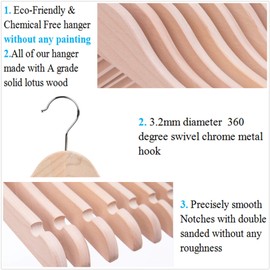 Cocomaya 32 cm Unfinished Natural Eco Wooden Kinder Baby Kinder Kleinkind Kleiderbügel Mäntel Kleidung Hemden Kleiderbügel mit 360 Swivel Haken, 10er Pack