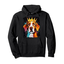 Brittany Dog King Crown Pullover Hoodie