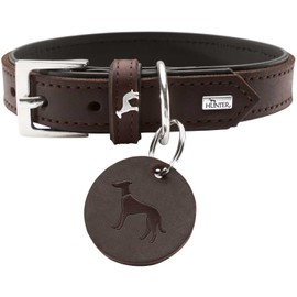 HUNTER Collar Larvik, 60 Soft genuine cow leather, dark brown/black