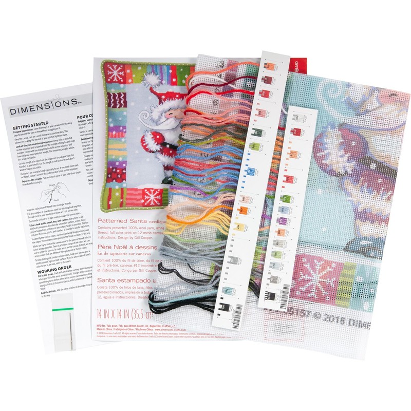 Dimensions Needlepoint Kit, Patterned Santa Claus Christmas Needlepoint, 14'' x