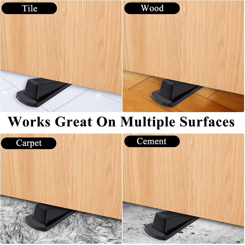 4 Pack Door Stoppers, Rubber for Bottom of Door, Rubber