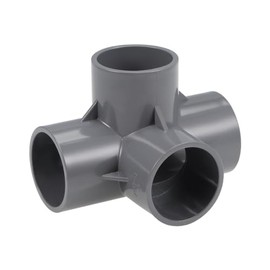 sourcing map 4-Way Elbow PVC Pipe Fitting Furniture Grade 40mm Size Tee Corner Fittings Gray 4pcs