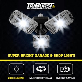 Triburst by Bell+Howell, ASON TV 2000 Lumens / 6500 Kelvin Indoor Lights, Ultra Bright Lighting with 144 LED Bulbs and Multi-Directional Triple Panel Bedroom, Garage, Ceiling Light