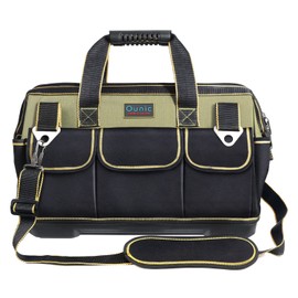 Tool Bag, Ounic 17 Inch Large Tool Bag Heavy Duty With Wide Mouth and Waterproof Strong Molded Base, Heavy Duty Tool Bag Organizer with Adjustable Shoulder Strap Specially Designed for Various Tools