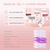 Medium Length Glossy Oval Fake Nails Light Purple Grey Press