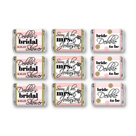 Bridal Shower Soon to be Mrs. Mini Candy Bar Wrappers for Miniature Chocolate Bar Favors in Blush Pink and Gold - for Bridal Shower, Wedding (Set of 40) Chocolates Not Included