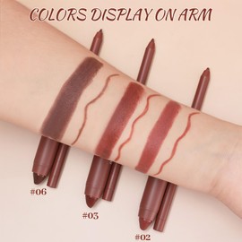 DAGEDA 3Pcs Lip Liner Pencil and Crayon Lipstick Set, 2 in 1 Matte Lip Liner and Lipstick Combo, Waterproof, Long-lasting, High Pigmented Lip Makeup Kits for Women (02+03+06)