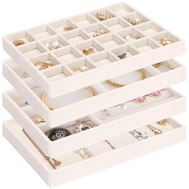 LWAIX Jewellery Storage Jewellery Organiser Drawer Jewellery Trays Pack of 4