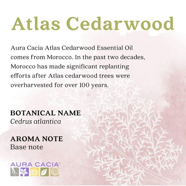 Aura Cacia Atlas Cedarwood Essential Oil | GC/MS Tested for Purity | 15ml (0.5 fl. oz.)