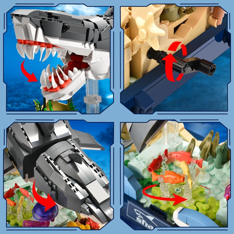 ONITUOFO Mechanical Shark Building Set for Adult,Movable Fish Ocean Building