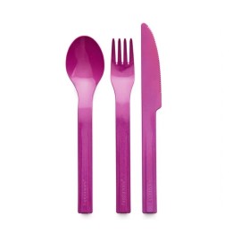 Tupperware Snap Together On The Go Utensils Fork Knife Spoon in Purple New