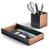 UPERGO Walnut Desk Tray with Pen Holder Set, Natural Wooden