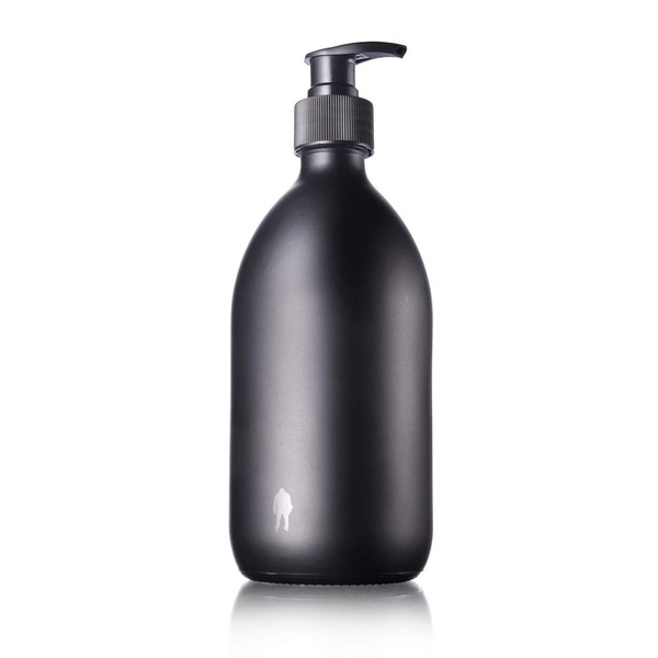 Black Glass Refillable Hand Wash Beast Bottle - 16oz Reusable Matte Glass Bottle with Pump Top for Hand Soap, Lotion, Lightweight Shaving Cream, and More