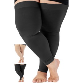 ABSOLUTE SUPPORT 7XL Extra Large Compression Thigh High Socks for Women and Men 20-30mmHg - Wide Unisex Over the Knee Footless Compression Stockings for Pregnancy, Nursing, Airplane - Black, 7X-Large