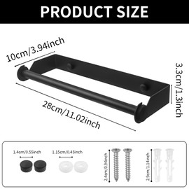 XNJIHWA Kitchen Roll Holder Wall Mounted Paper Towel Roll Holder Stainless Steel Paper Rack for Home,Kitchen,Bathroom,13 inches,Black