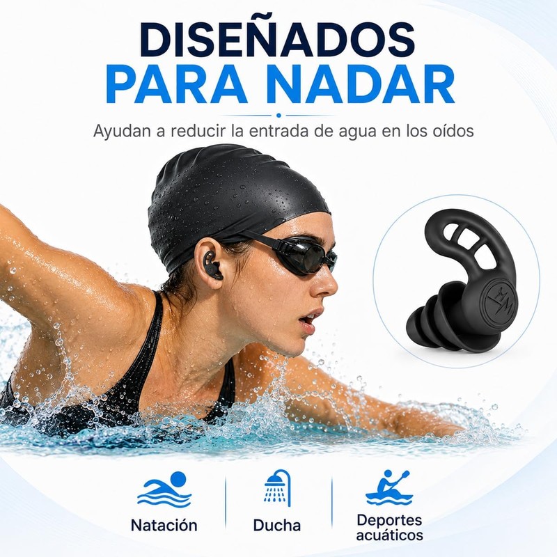 Tapones de oídos para natación KRELVIXOS – 5 pares de