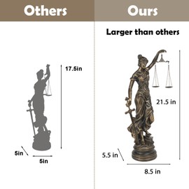 LC LCdecohome Lady Justice Statues Home Decor - Resin 21.5" H Large Antique Roman Greek Lawyer Statue with Scales and Sword for Desk Office Decoration 8.5 * 5.5 * 21.5 Inch