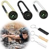 6 Pcs Compass Keychains,Mini Compass,Contains 3Pcs Life-saving Whistles For Summer