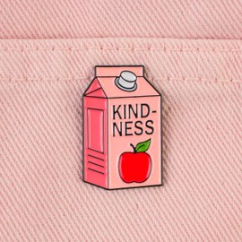 Kindness Apple Juice Box Pin Brooch, Positive Vibes Enamel Pin, Motivational Gift For Friend Coworker, Be Kind Brooches, Uplifting Message Lapel Badge, Self-Care, Daily Reminder Accessories
