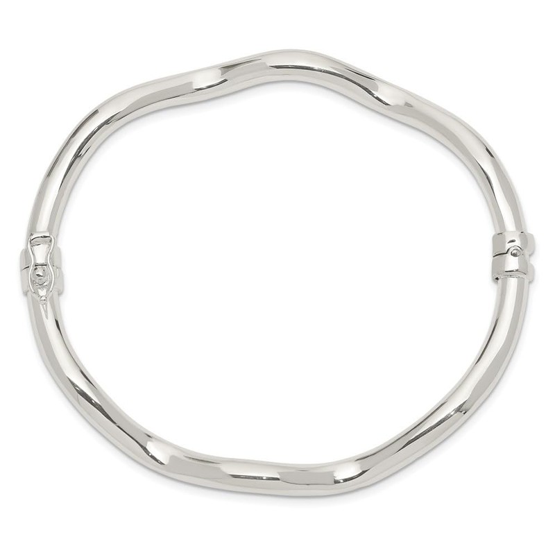 Diamond2Deal 925 Sterling Silver Wavy Hinged Bangle Bracelet
