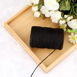 KINGLAKE 328 Feet Jute Twine Black Gift Twine String Durable Packing String for Gift Wrapping Arts & Crafts Decoration
