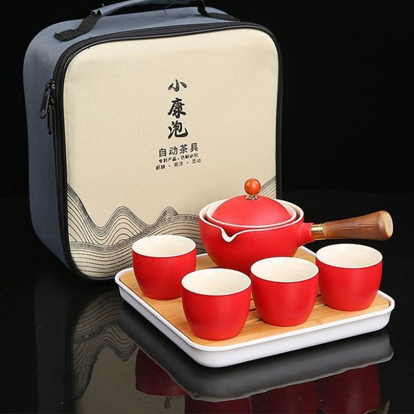 Scizorito Ceramic Portable Travel Tea Set, Chinese Kungfu Tea Set