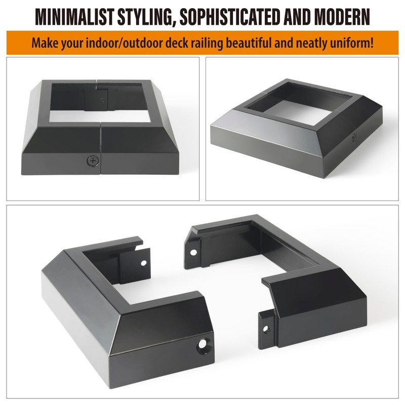 Wocepu 8pcs 4x4 (Actual: 4"x4") Aluminum Deck Post Base Cover,