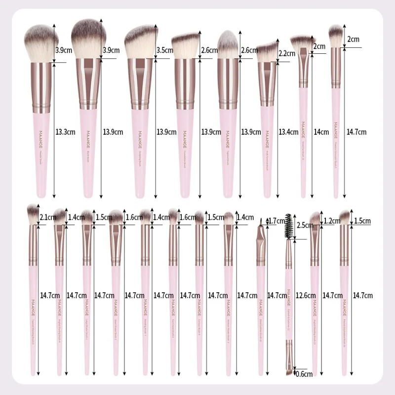 Set 20 Brochas De Maquillaje Profesionales Alta Calidad Color Rosa