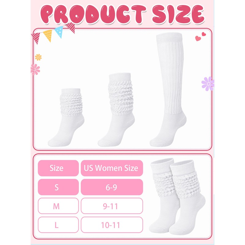 Glitopper Slouch Slouchy Socks Pack Knee High Scrunch 80s 90s