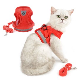 RANPHY Cat Harness Lead Set, Cute, For Both Dogs and Cats, Includes Reflective Tape, Stylish, Chest Attached, Complete Wearing Without Raising Your Legs Up, Tight, Lightweight, Breathable, Mesh, Easy