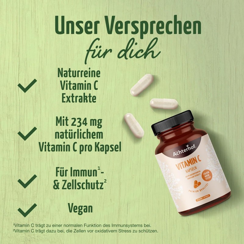 vom-Achterhof Vitamin C 180 Kapseln | natrliches Vitamin C aus