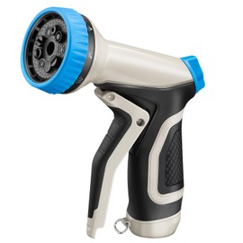 Gsinodrs - Boquilla de manguera de jardín, boquilla de metal resistente con 9 patrones de pulverización ajustables, pulverizador de mano de alta presión con control de flujo para regar plantas y