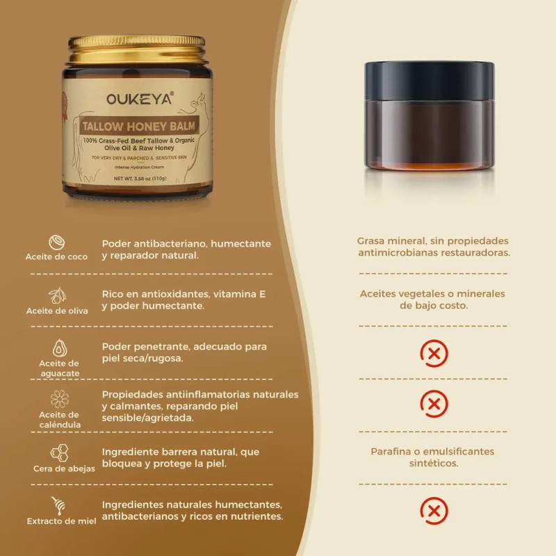 Crema Facial Con Manteca De Res Y Miel 100% Natural