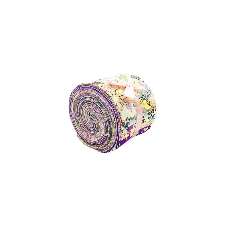Purple Floral Quilting Fabric Roll, Japanese Style Purple Quilting Strips