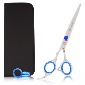 Bucchelli 6 Inch Left Handed Hair Cutting Scissors Professional - Japanese 440A Inch Barber Scissors - Convex Blades with Adjustable Tension Knob (Silver Left 6")