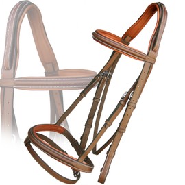 Exion English Jumping Snaffle Bridle with Flash and Rubber Reins | Royal Soft Padded Jumping Bridle for Horses | Horse English Leather Bridle