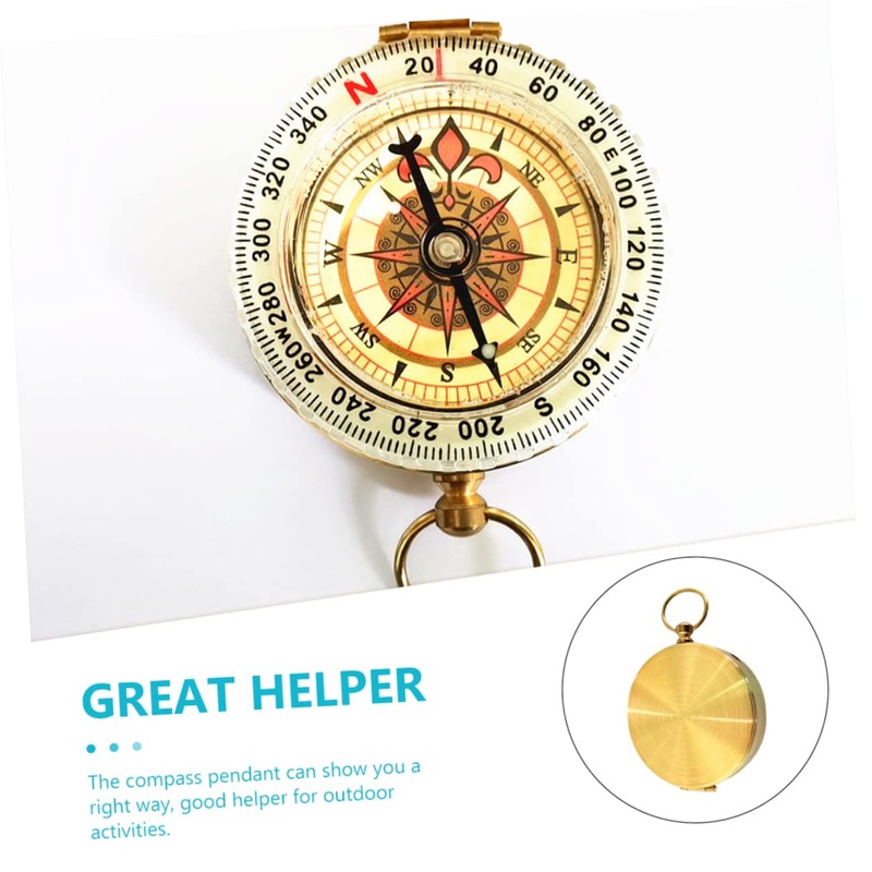 Sosoport Elegant Copper Compass Pendant Compact Design for Hiking Camping