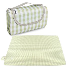 SCIVEI Folding Leisure Sheet, Waterproof, Picnic Mat, Large, 59.1 x 78.7 inches (150 x 200 cm), 3 – 6 People, Compact, Portable, Lightweight, Excursions, Sports, Camp, Outdoors, Checkered, Green Check