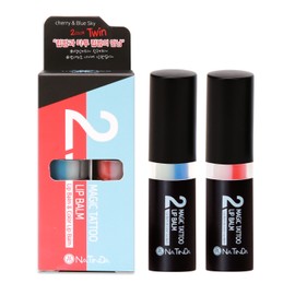 Natinda Reversal Tattoo Tint Lip Balm 3.5g 2 Pieces 1 Set Lipstick Moisturizing Lip Balm Cherry Flavor Menthol Flavor / 나틴다 반전 타투 틴트 립밤 3.5g 2개입 1세트 립스틱 촉촉한 보습 립밤 체리향 멘톨향