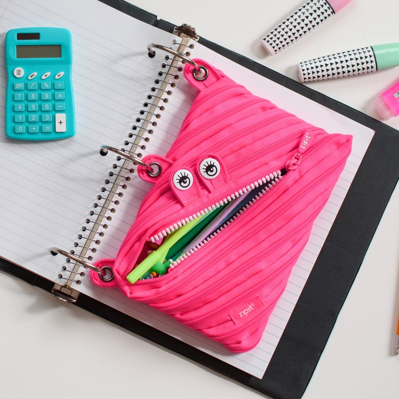 ZIPIT Monster Pencil Case for Girls, Cute 3-Ring Binder Pencil