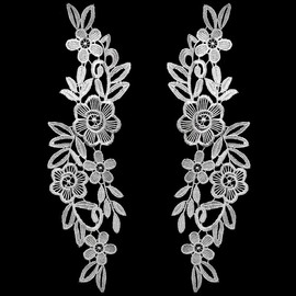 Lace Embroidery, Flower Rose Appliqué Patch for Sewing or Ironing Hollow Out DIY Lace Clothing Applique for Wedding Dresses Decoration Repair Clothing Backpacks Jeans Hats White