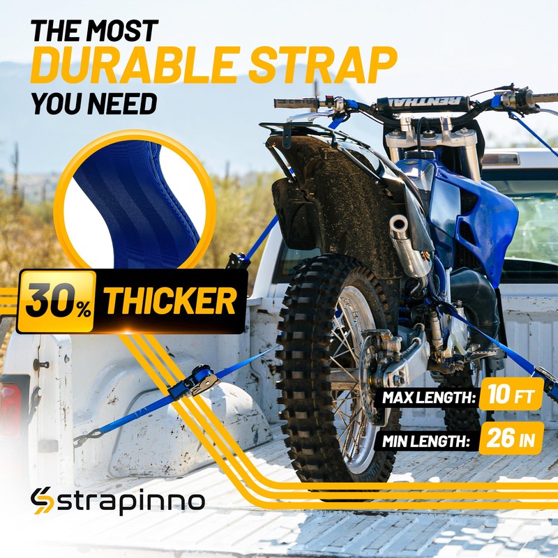 Strapinno Retractable Ratchet Straps 1 in x 10 ft, Secure