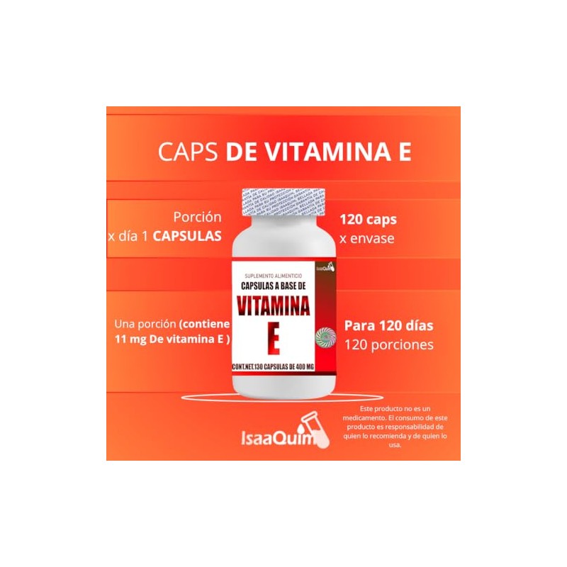 IsaaQuim | Vitamina E 11 mg | 120 Cápsulas |
