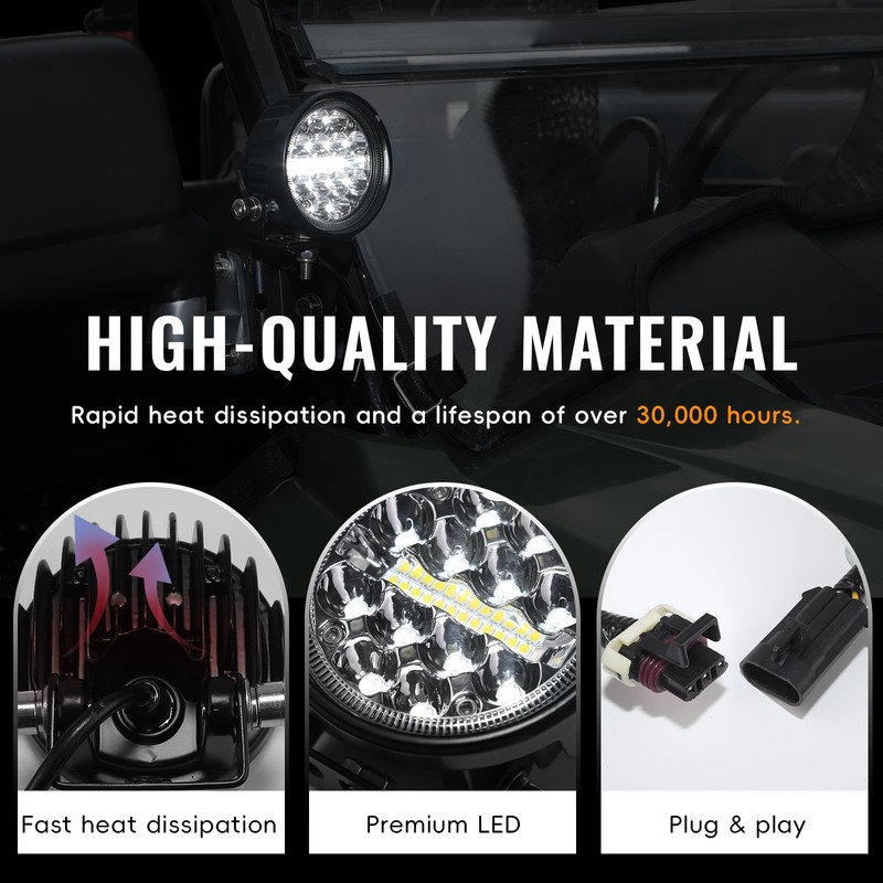 XATVXUTV A-Pillar LED Pod Lights Compatible with Honda Pioneer 700-2