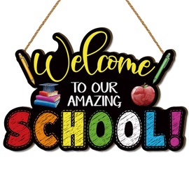 Back To School Decorations First Day of School Wooden Door Sign Welcome Back To School Door Decor Wreath Welcome Back To School Decorations for School Classroom