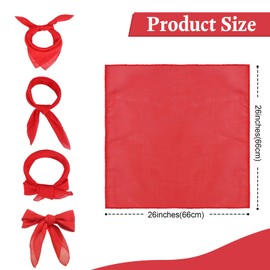 Cyunda Chiffon Scarf for Women and Girls, 26x26 inches Square Neck Scarf, Classic Retro Ribbon Handkerchief for Hair Wrapping,Red