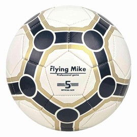 Captain Mike Size 5 Football - White - Robust Training & Play Ball for Children & Adults - For Hall & Lawn - 32 Panel Construction (White-Black)