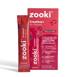 Zooki Creatine+ for Women – Summer Fruits Flavour Creatine Monohydrate Powder with Vitamin B6, Vitamin B12 & Zinc, Micronised Powder, Easy Dissolve Creatine Monohydrate (7 Servings)