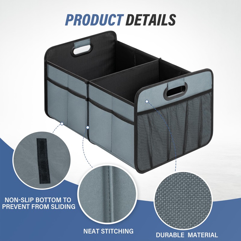 Simple Deluxe Car Trunk Organizer for SUV, Collapsible 2 Compartment