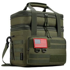 RalChyez Tactical Lunch Bag, 20L Large Heavy Duty Double Deck Insulated Lunch Box Leakproof Expandable Tote Cooler with Shoulder Strap for Adult Men Women Work Fishing Picnic Travel Green